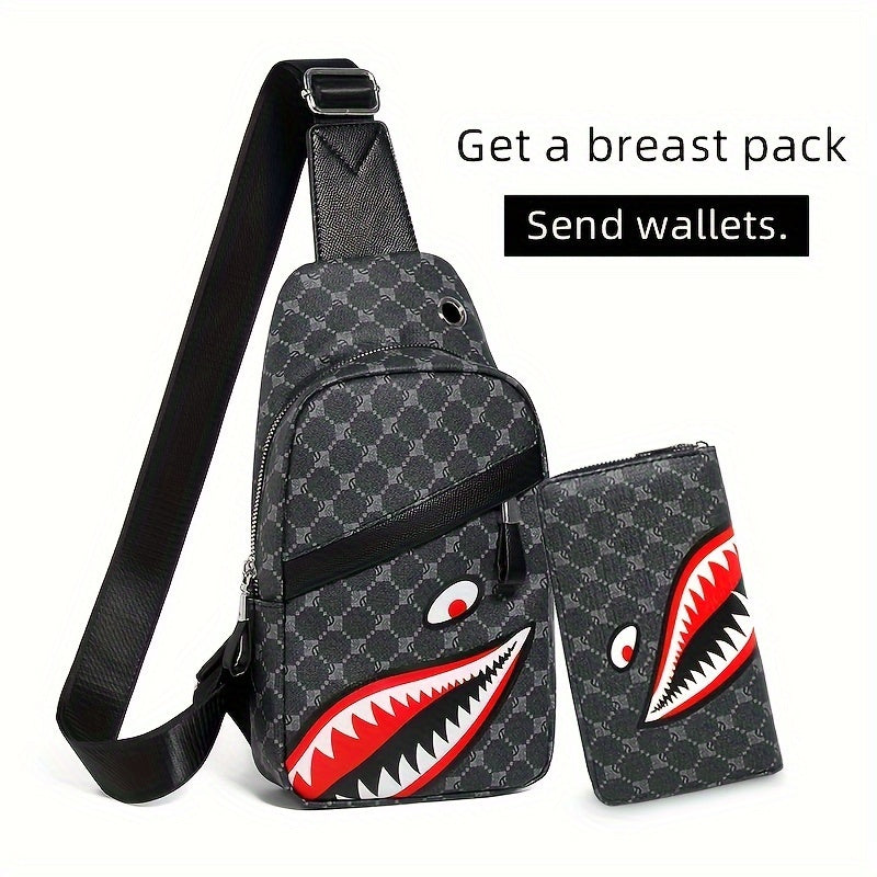 Multilayer Antitheft Shark Plaid Crossbody Bag